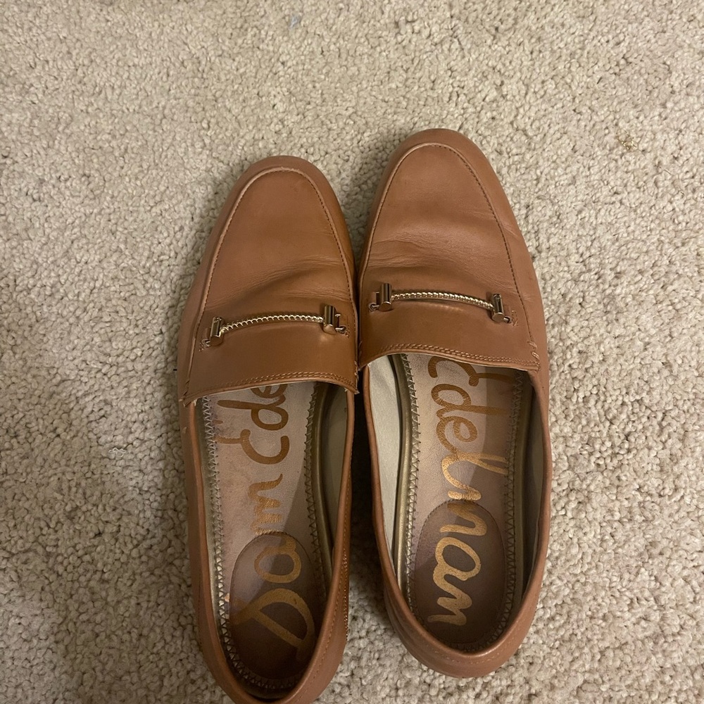 Sam Edelman Tan Leather Loafers with Gold Accent - Picture 4 of 4